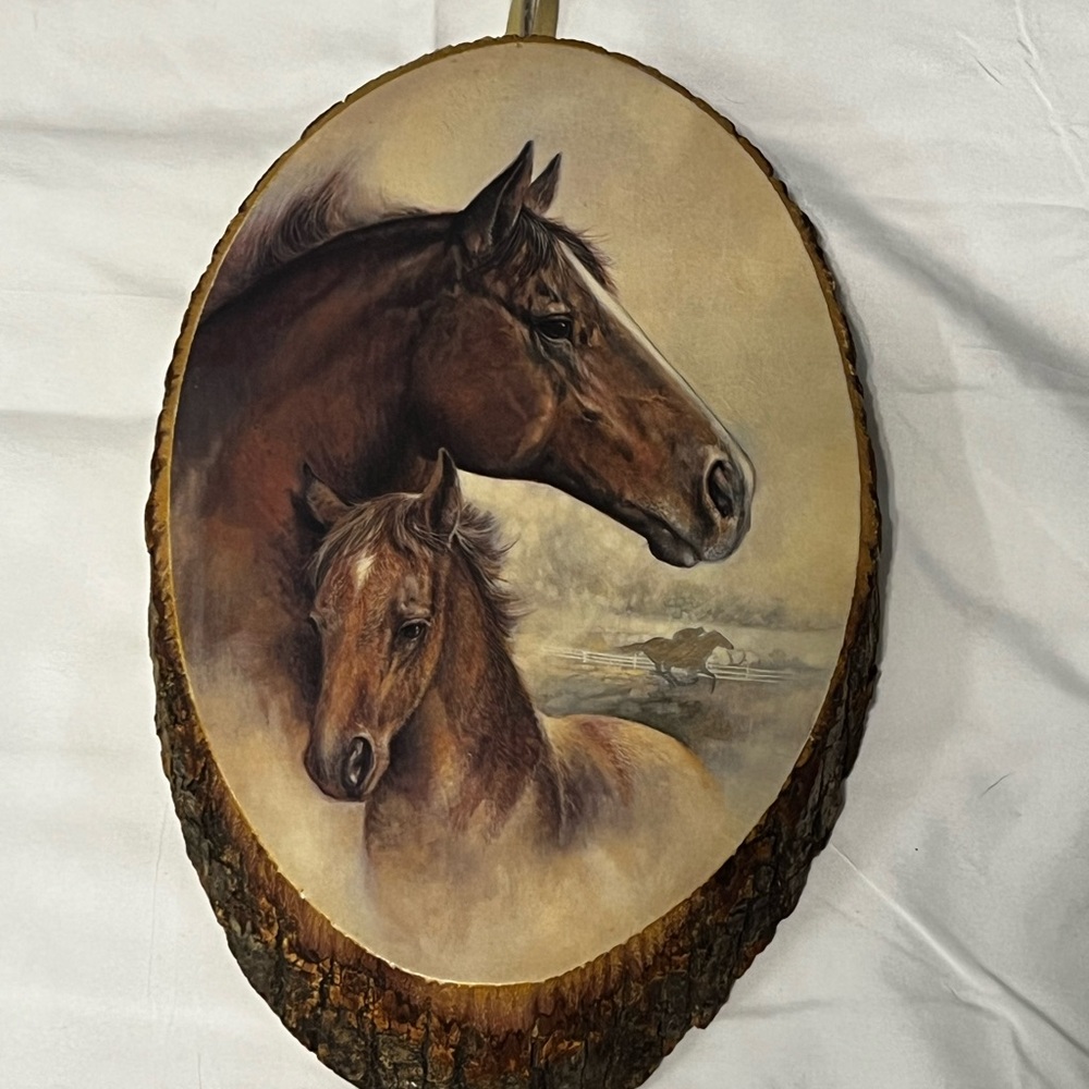 Horse Portrait on Wood Slice